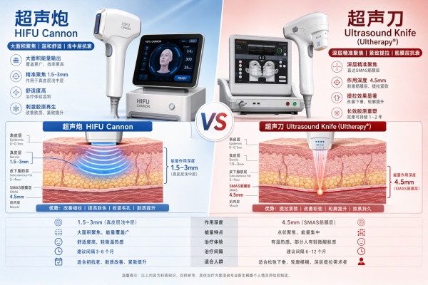 超声炮和超声刀的区别在哪？韩国市场的舒适提拉vs精准狙击，一篇讲清楚怎么选