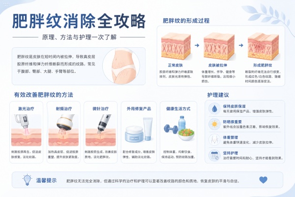 肥胖纹四种医美项目对比及完整治疗流程时间线示意图