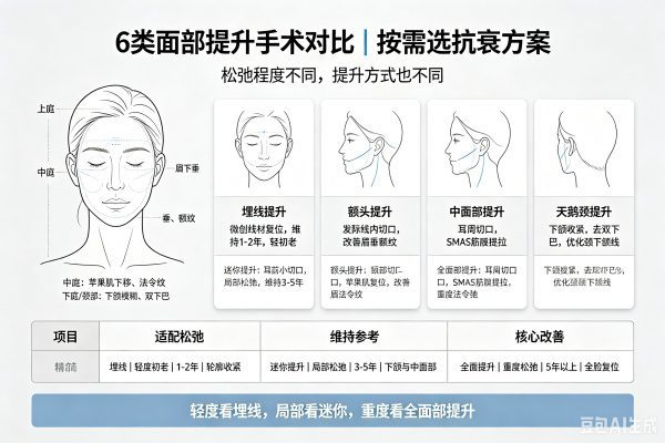 我究竟适合哪一种提升手术？六种面部提升方案一篇看懂