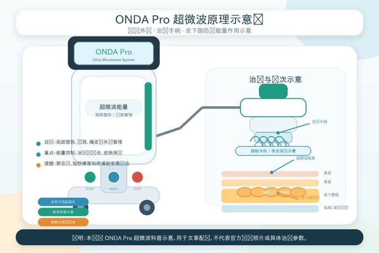 ONDA Pro三大探头对比图，标注3mm/7mm/12mm探头的适用部位与深度