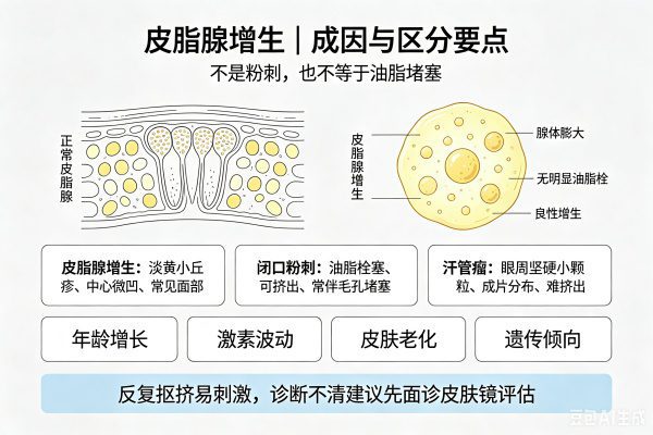 脸上长了挤不出来的小凸起？带你认识“皮脂腺增生”的成因与温和治疗新选择