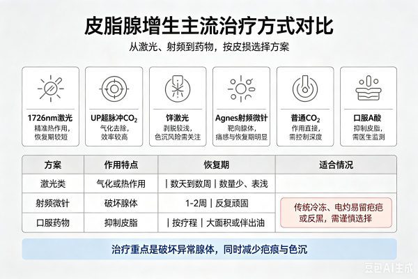 皮脂腺增生的医美治疗方案全解析：从1726nm激光到口服A酸，一篇看懂怎么选