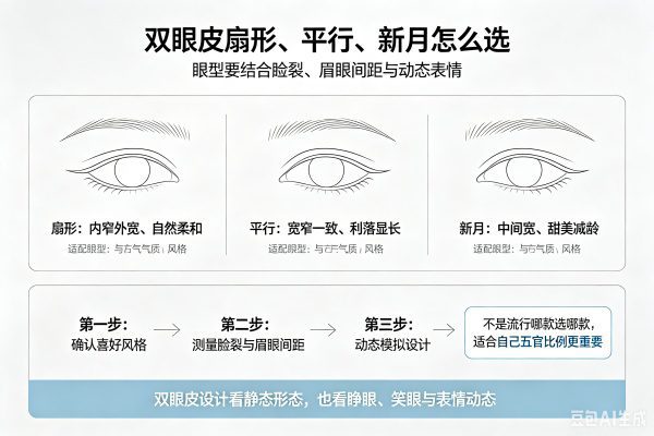 双眼皮宽度先别急着决定！扇形、平行、新月形怎么选
