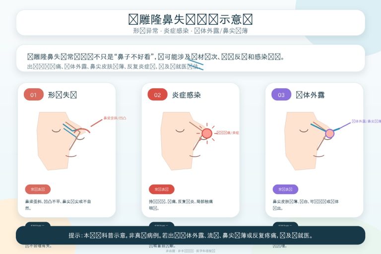 线雕后遗症类型与发生率示意图，标注感染/凹陷/线头外露/面神经损伤比例