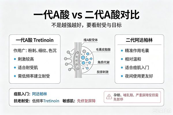 第一代A酸和第二代A酸差在哪?一篇看懂怎么选 1 第一代A酸和第二代A酸差在哪?一篇看懂怎么选