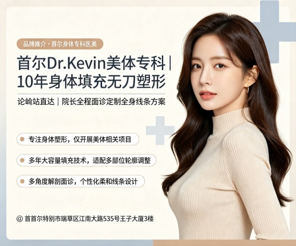 首尔Dr.Kevin美体专科（近论岘站），专注身体填充无刀塑形，院长全程面诊定制全身线条方案，多年大容量填充技术，个性化柔和线条设计。