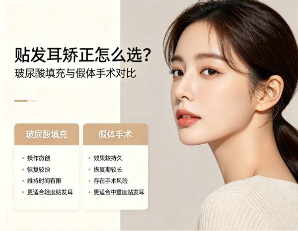 贴发耳矫正怎么选？玻尿酸填充与假体手术适用人群、优缺点与风险横评